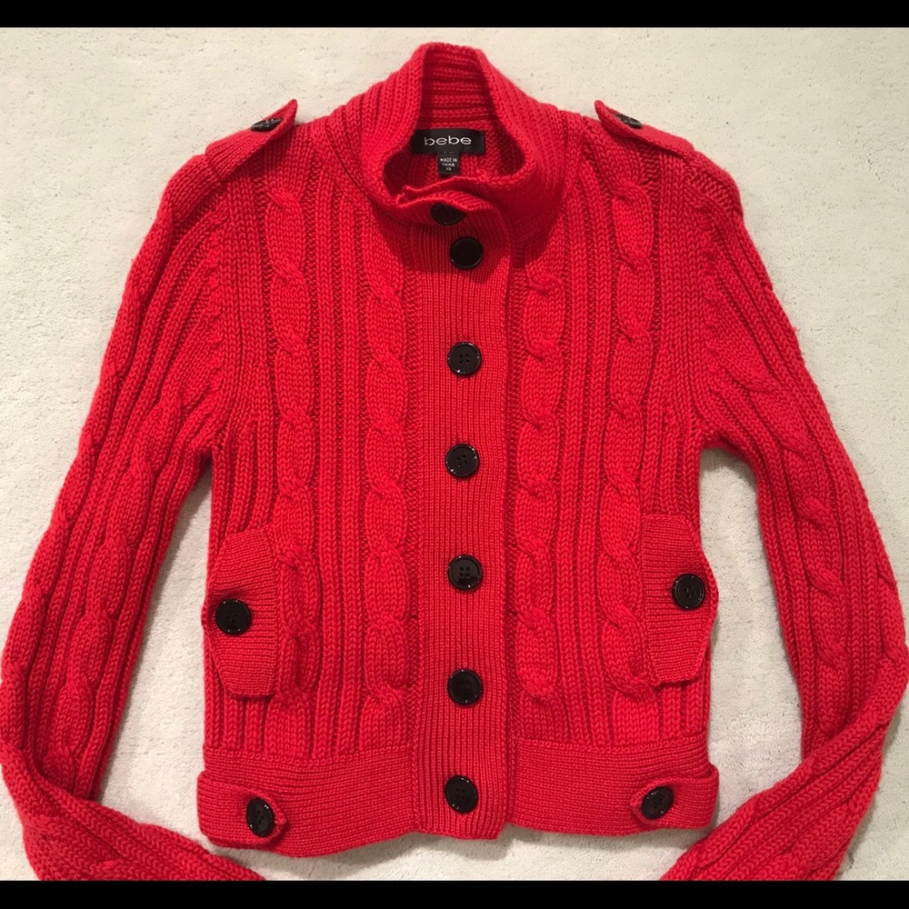 BEBE 100% Wool Button Cardigan